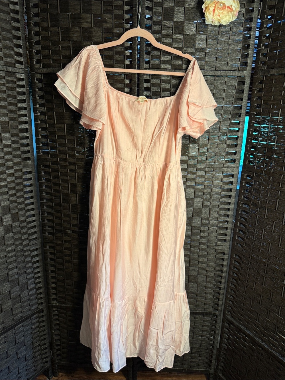 Listicle Pink Ruffle-Sleeve Maxi Dress Size Large